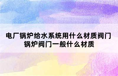 电厂锅炉给水系统用什么材质阀门 锅炉阀门一般什么材质